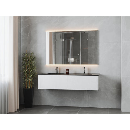 Laviva Legno 60" Alabaster White Double Sink Bathroom Vanity with Matte Black VIVA Stone Solid Surface Countertop 313LGN-60DAW-MB