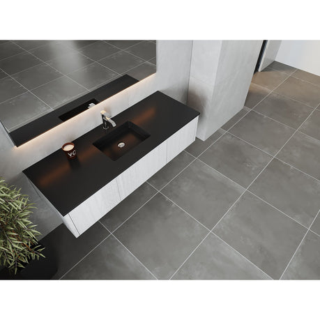 Laviva Legno 60" Alabaster White Single Sink Bathroom Vanity with Matte Black VIVA Stone Solid Surface Countertop 313LGN-60CAW-MB