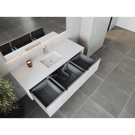 Laviva Legno 60" Alabaster White Single Sink Bathroom Vanity with Matte White VIVA Stone Solid Surface Countertop 313LGN-60CAW-MW