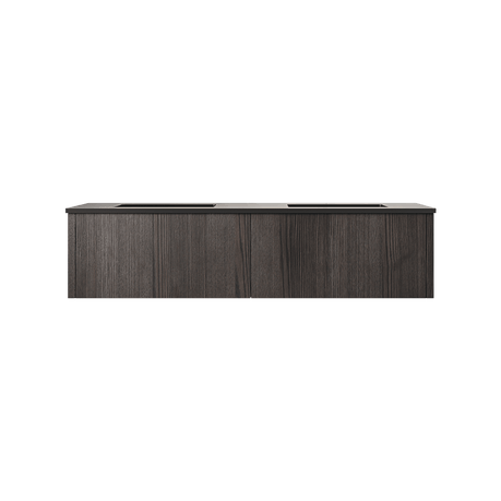 Laviva Legno 60" Carbon Oak Double Sink Bathroom Vanity with Matte Black VIVA Stone Solid Surface Countertop 313LGN-60DCR-MB