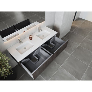 Laviva Legno 60" Carbon Oak Double Sink Bathroom Vanity with Matte White VIVA Stone Solid Surface Countertop 313LGN-60DCR-MW