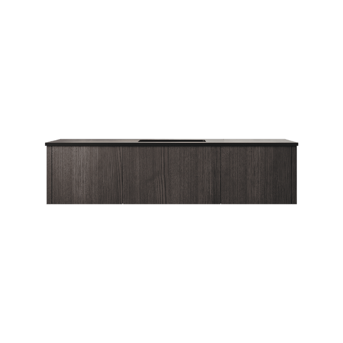 Laviva Legno 60" Carbon Oak Single Sink Bathroom Vanity with Matte Black VIVA Stone Solid Surface Countertop 313LGN-60CCR-MB