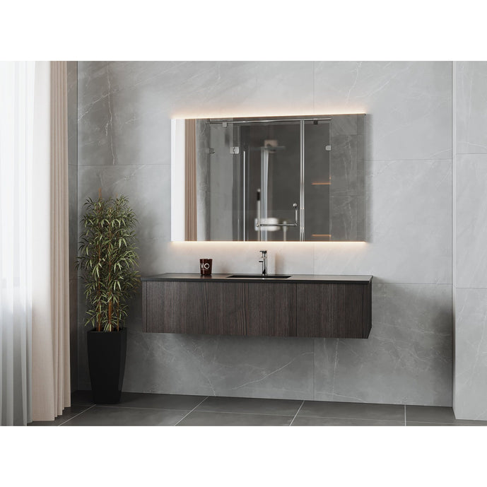 Laviva Legno 60" Carbon Oak Single Sink Bathroom Vanity with Matte Black VIVA Stone Solid Surface Countertop 313LGN-60CCR-MB