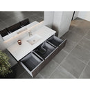 Laviva Legno 60" Carbon Oak Single Sink Bathroom Vanity with Matte White VIVA Stone Solid Surface Countertop 313LGN-60CCR-MW