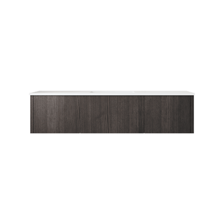 Laviva Legno 60" Carbon Oak Single Sink Bathroom Vanity with Matte White VIVA Stone Solid Surface Countertop 313LGN-60CCR-MW