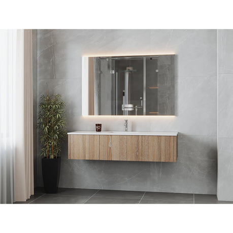 Laviva Legno 60" Weathered Grey Single Sink Bathroom Vanity with Matte White VIVA Stone Solid Surface Countertop 313LGN-60CWG-MW