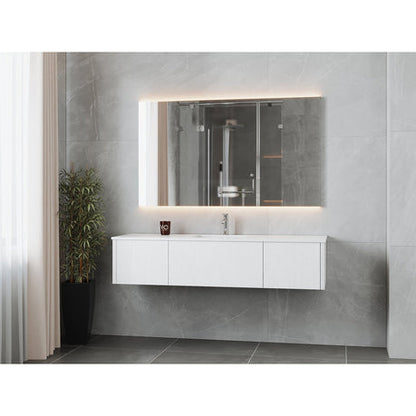 Laviva Legno 66" Alabaster White Bathroom Vanity with Matte White VIVA Stone Solid Surface Countertop 313LGN-66AW-MW