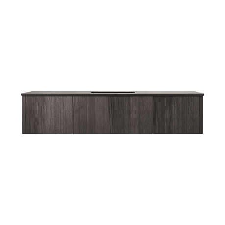 Laviva Legno 66" Carbon Oak Bathroom Vanity with Matte Black VIVA Stone Solid Surface Countertop 313LGN-66CR-MB
