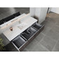 Laviva Legno 66" Carbon Oak Bathroom Vanity with Matte White VIVA Stone Solid Surface Countertop 313LGN-66CR-MW