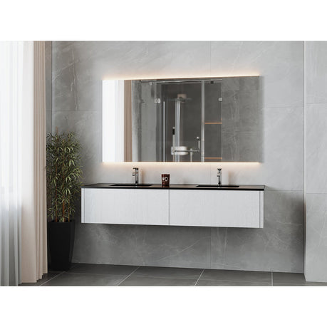 Laviva Legno 72" Alabaster White Double Sink Bathroom Vanity with Matte Black VIVA Stone Solid Surface Countertop 313LGN-72DAW-MB