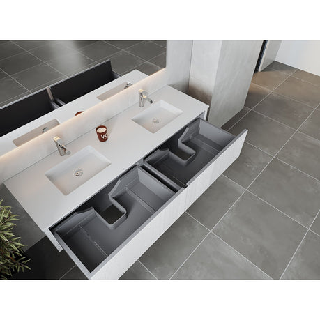 Laviva Legno 72" Alabaster White Double Sink Bathroom Vanity with Matte White VIVA Stone Solid Surface Countertop 313LGN-72DAW-MW