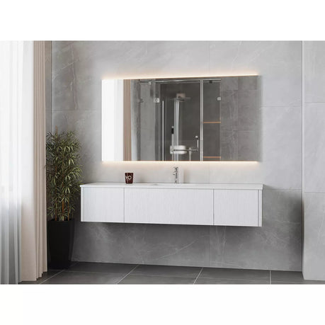Laviva Legno 72" Alabaster White Single Sink Bathroom Vanity with Matte White VIVA Stone Solid Surface Countertop 313LGN-72CAW-MW