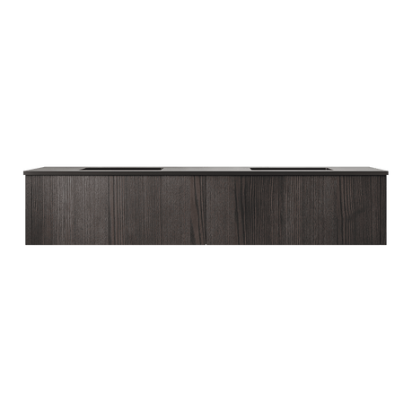 Laviva Legno 72" Carbon Oak Double Sink Bathroom Vanity with Matte Black VIVA Stone Solid Surface Countertop 313LGN-72DCR-MB