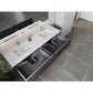 Laviva Legno 72" Carbon Oak Double Sink Bathroom Vanity with Matte White VIVA Stone Solid Surface Countertop 313LGN-72DCR-MW