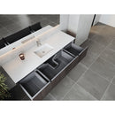 Laviva Legno 72" Carbon Oak Single Sink Bathroom Vanity with Matte White VIVA Stone Solid Surface Countertop 313LGN-72CCR-MW