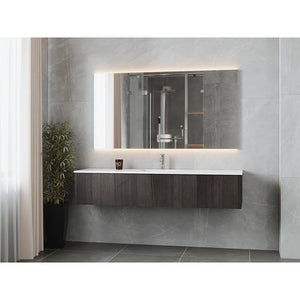 Laviva Legno 72" Carbon Oak Single Sink Bathroom Vanity with Matte White VIVA Stone Solid Surface Countertop 313LGN-72CCR-MW