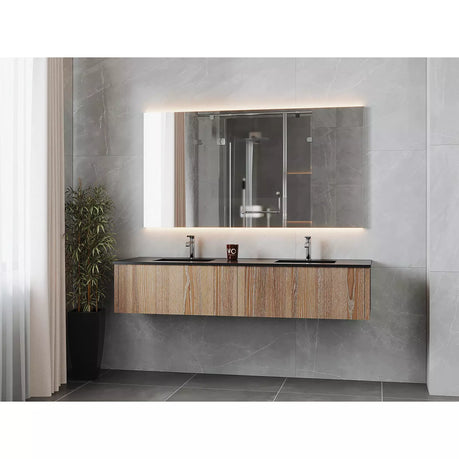 Laviva Legno 72" Weathered Grey Double Sink Bathroom Vanity with Matte Black VIVA Stone Solid Surface Countertop 313LGN-72DWG-MB
