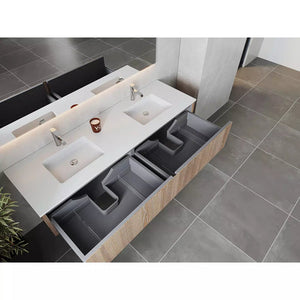 Laviva Legno 72" Weathered Grey Double Sink Bathroom Vanity with Matte White VIVA Stone Solid Surface Countertop 313LGN-72DWG-MW