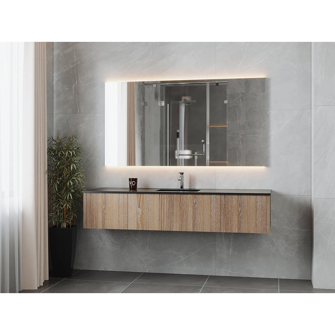Laviva Legno 72" Weathered Grey Single Sink Bathroom Vanity with Matte Black VIVA Stone Solid Surface Countertop 313LGN-72CWG-MB