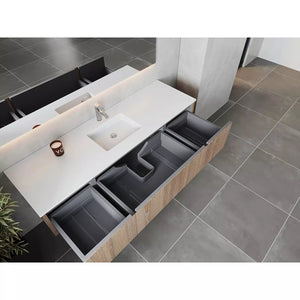 Laviva Legno 72" Weathered Grey Single Sink Bathroom Vanity with Matte White VIVA Stone Solid Surface Countertop 313LGN-72CWG-MW