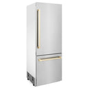 ZLINE 30" Autograph Edition 16.1 cu. ft. Built-in 2-Door Bottom Freezer Refrigerator with Internal Water and Ice Dispenser in Stainless Steel RBIVZ-304-30