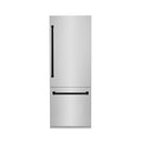 ZLINE 30" Autograph Edition 16.1 cu. ft. Built-in 2-Door Bottom Freezer Refrigerator with Internal Water and Ice Dispenser in Stainless Steel RBIVZ-304-30