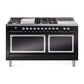 ILVE Nostalgie II Noblesse 60" Dual Fuel Freestanding Range with 7 Sealed Burners + Griddle + French Top with Solid Door - UN60FSQNMP