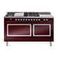 ILVE Nostalgie II Noblesse 60" Dual Fuel Freestanding Range with 7 Sealed Burners + Griddle + French Top with Solid Door - UN60FSQNMP