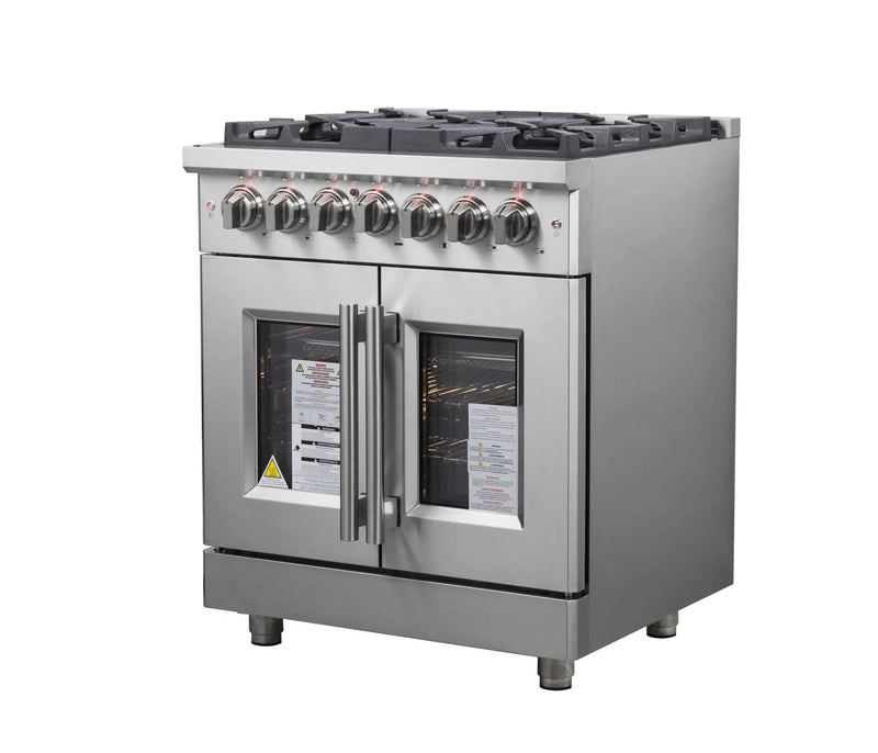 Forno Massimo 30-Inch Freestanding French Door Dual Fuel Range in Stainless Steel (FFSGS6325-30)