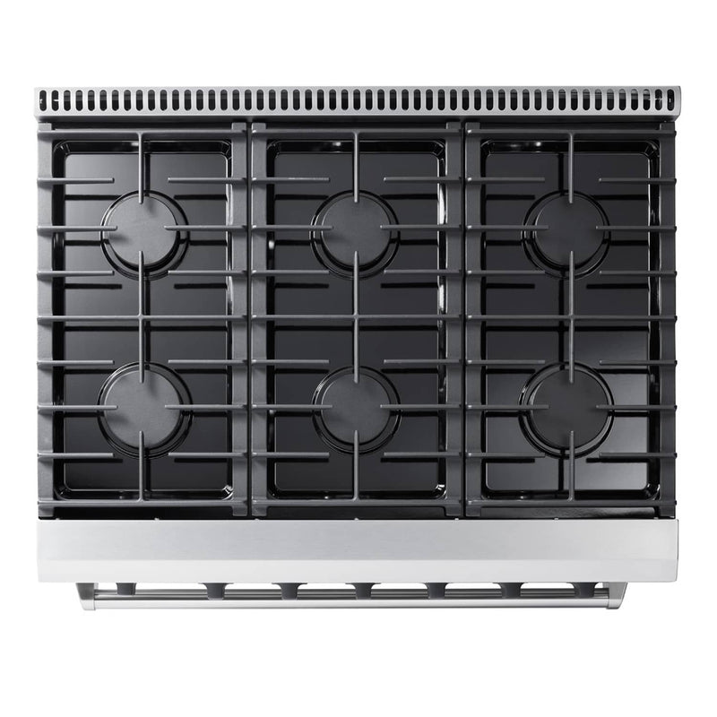 Thor Kitchen 2-Piece Appliance Package - 36-Inch Gas Range & Premium Under Cabinet Hood in Stainless Steel