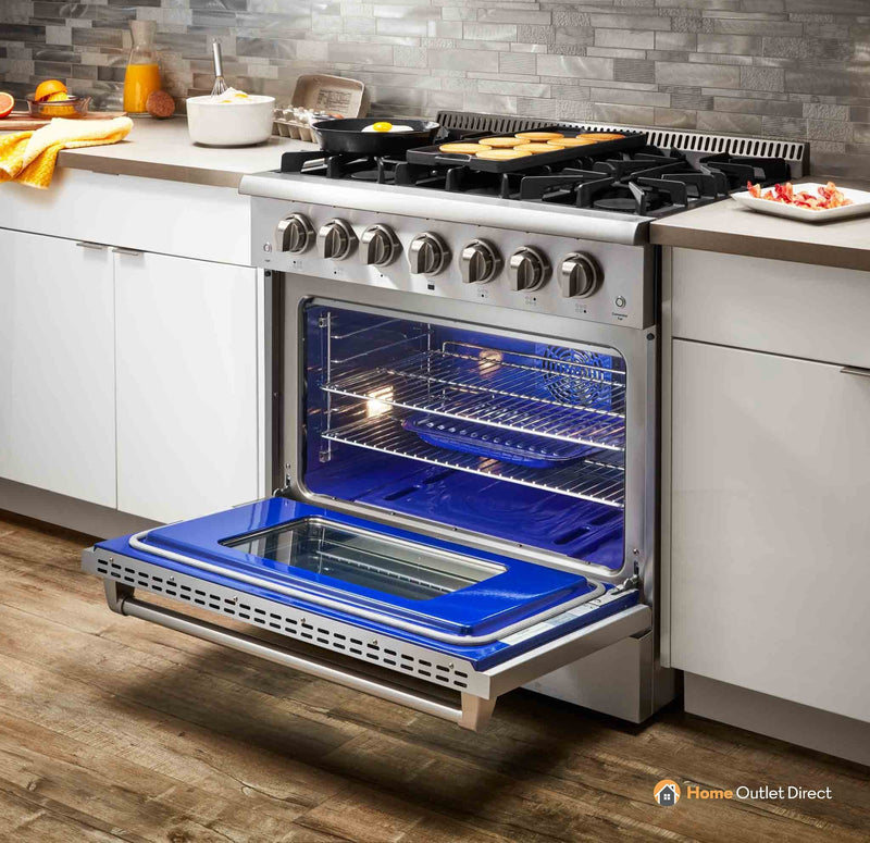 Thor Kitchen 2-Piece Pro Appliance Package - 36-Inch Dual Fuel Range & Premium Under Cabinet Hood in Stainless Steel