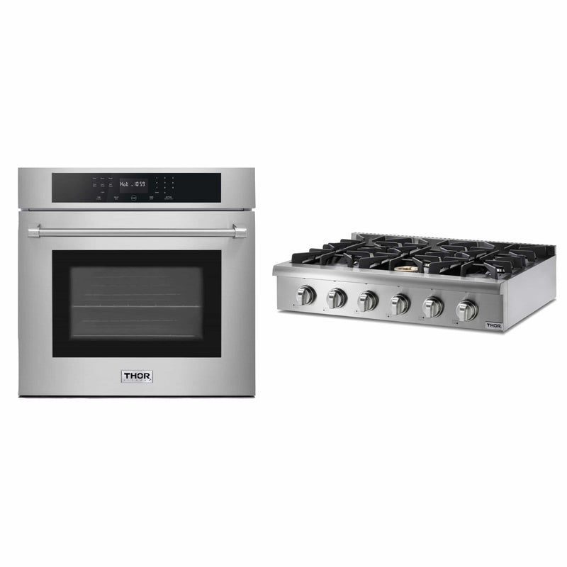 Thor Kitchen 2-Piece Pro Appliance Package - 36-Inch Rangetop & Electric Wall Oven in Stainless Steel