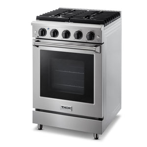 Thor Kitchen 24-Inch 3.7 cu. ft. Oven Gas Range in Stainless Steel LRG2401U