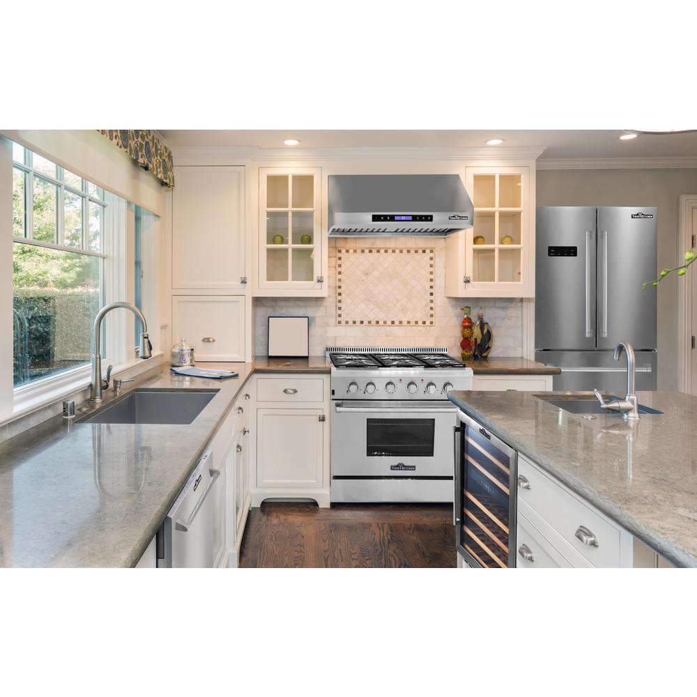 Thor Kitchen 5-Piece Appliance Package - 30-Inch Electric Range, Refrigerator, Dishwasher, Microwave, and Wine Cooler in Stainless Steel