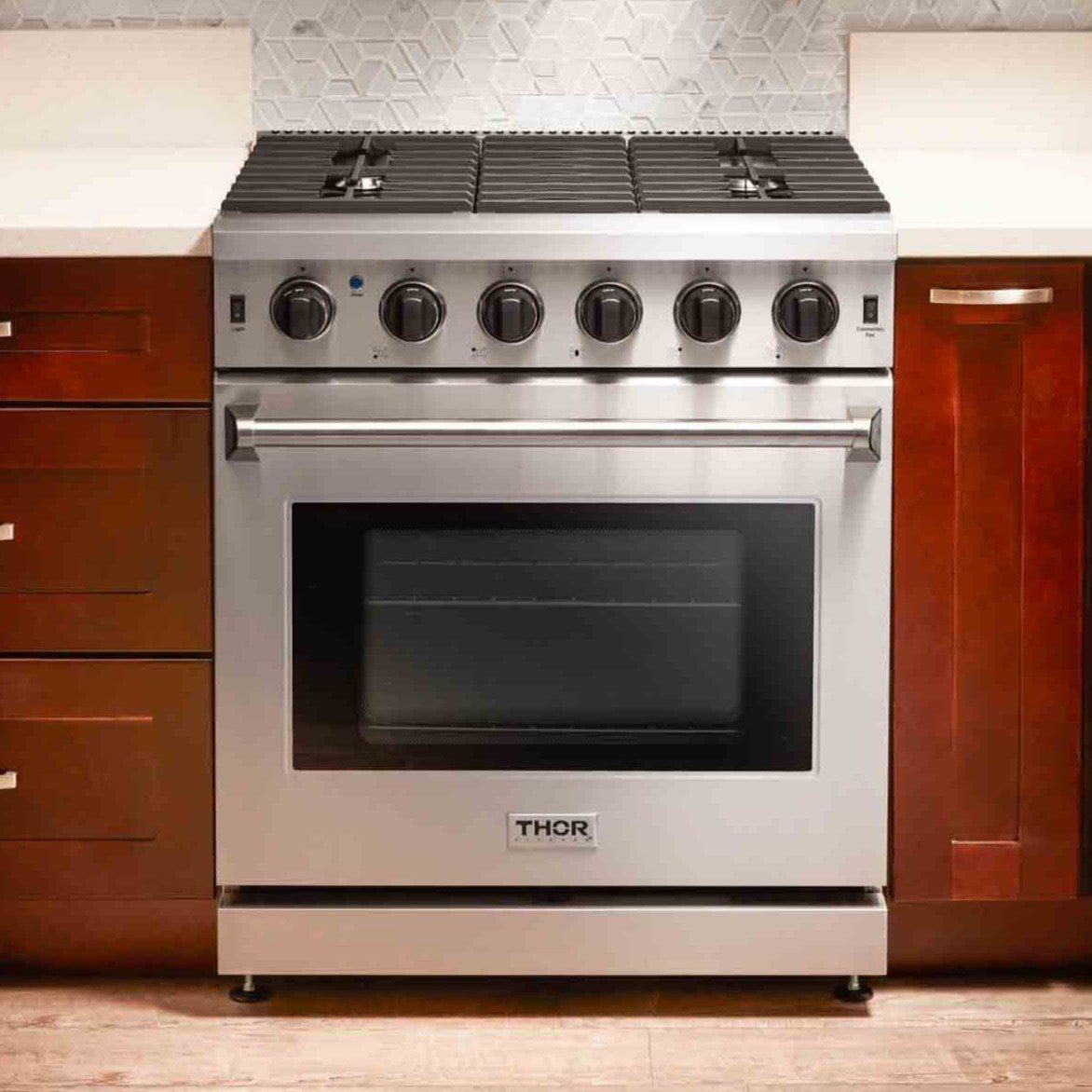 Thor Kitchen 3-Piece Appliance Package - 30-Inch Gas Range, Dishwasher & Refrigerator with Water Dispenser in Stainless Steel