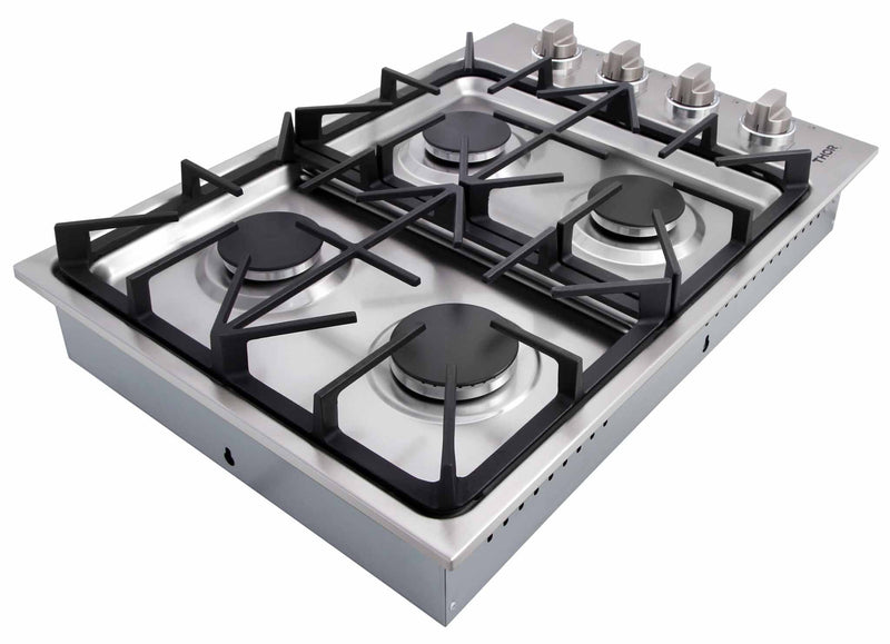 Thor Kitchen 30-Inch Professional Drop-In Gas Cooktop with Four Burners in Stainless Steel TGC3001
