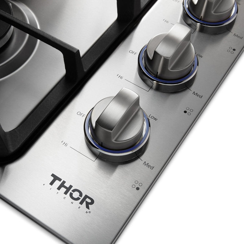 Thor Kitchen 30-Inch Professional Drop-In Gas Cooktop with Four Burners in Stainless Steel TGC3001