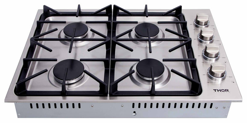 Thor Kitchen 30-Inch Professional Drop-In Gas Cooktop with Four Burners in Stainless Steel TGC3001
