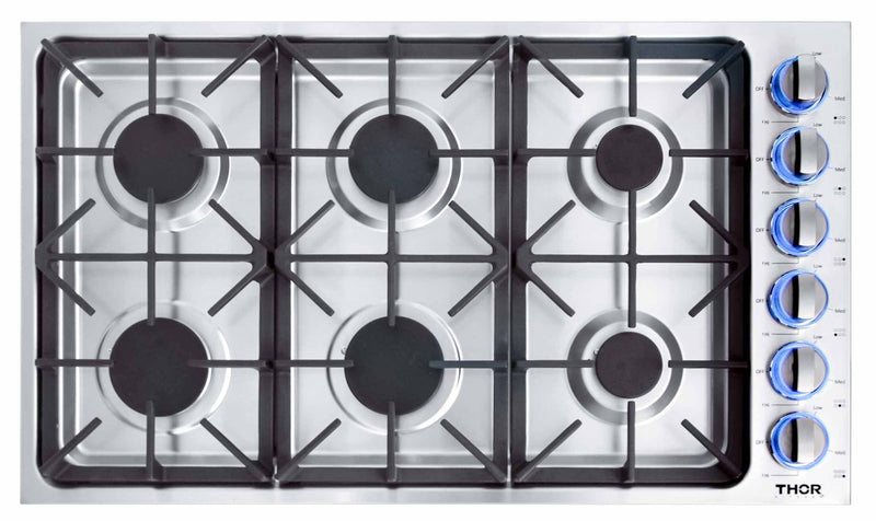  FORNO 36 Inch. Gas Rangetop with 6 Sealed Burners Cooktop -  Drop-In Stainless Steel Stove Top Heavy Duty Cast Iron Grates with  Auto-ignition, Griddle, Wok-Ring and LP conversion Kit : Appliances