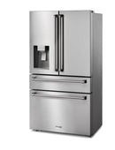 Thor Kitchen 4-Piece Appliance Package - 36-Inch Electric Range, Wall Mount Range Hood, Refrigerator with Water Dispenser, and Dishwasher in Stainless Steel