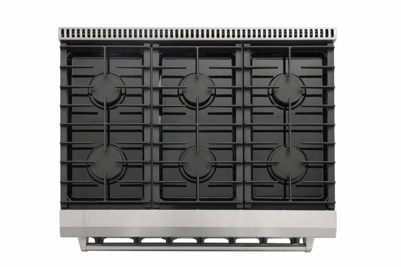 Thor Kitchen 4-Piece Appliance Package - 36-Inch Gas Range, Refrigerator, Under Cabinet Hood and Dishwasher in Stainless Steel
