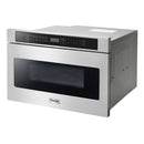 Thor Kitchen 4-Piece Appliance Package - 36-Inch Electric Range, Refrigerator with Water Dispenser, Dishwasher, & Microwave Drawer in Stainless Steel