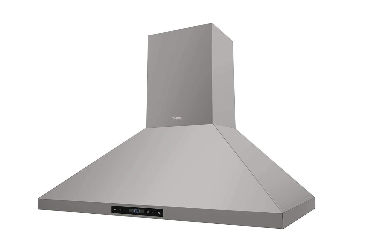 Thor Kitchen 4-Piece Pro Appliance Package - 36-Inch Gas Range, French Door Refrigerator, Wall Mount Hood and Dishwasher in Stainless Steel