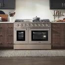 Thor Kitchen 4-Piece Pro Appliance Package - 48-Inch Dual Fuel Range, French Door Refrigerator, Dishwasher, and Microwave Drawer in Stainless Steel
