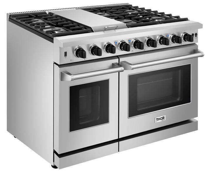 Thor Kitchen 48-Inch 6.8 cu. ft. Double Oven Gas Range in Stainless Steel (LRG4807U)