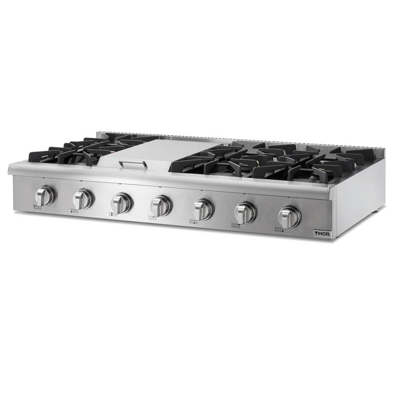 Thor Kitchen 48-Inch Gas RangeTop in Stainless Steel with 6 Burners Including Power Burners and Griddle (HRT4806U)