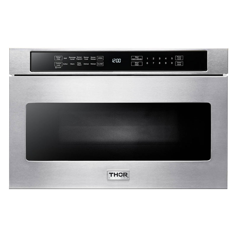 Thor Kitchen 5-Piece Appliance Package - 36-Inch Electric Range, Refrigerator, Dishwasher, Microwave Drawer, & Wine Cooler in Stainless Steel