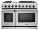 Thor Kitchen 5-Piece Appliance Package - 48-Inch Gas Range, Under Cabinet 16.5-Inch Tall, Refrigerator with Water Dispenser, Dishwasher, & Wine Cooler in Stainless Steel