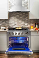 Thor Kitchen 5-Piece Pro Appliance Package - 36-Inch Dual Fuel Range, French Door Refrigerator, Wall Mount Hood, Dishwasher & Microwave Drawer in Stainless Steel