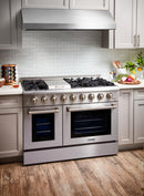 Thor Kitchen 5-Piece Pro Appliance Package - 48-Inch Dual Fuel Range, Under Cabinet 11-Inch Hood, French Door Refrigerator, Dishwasher, and Wine Cooler in Stainless Steel